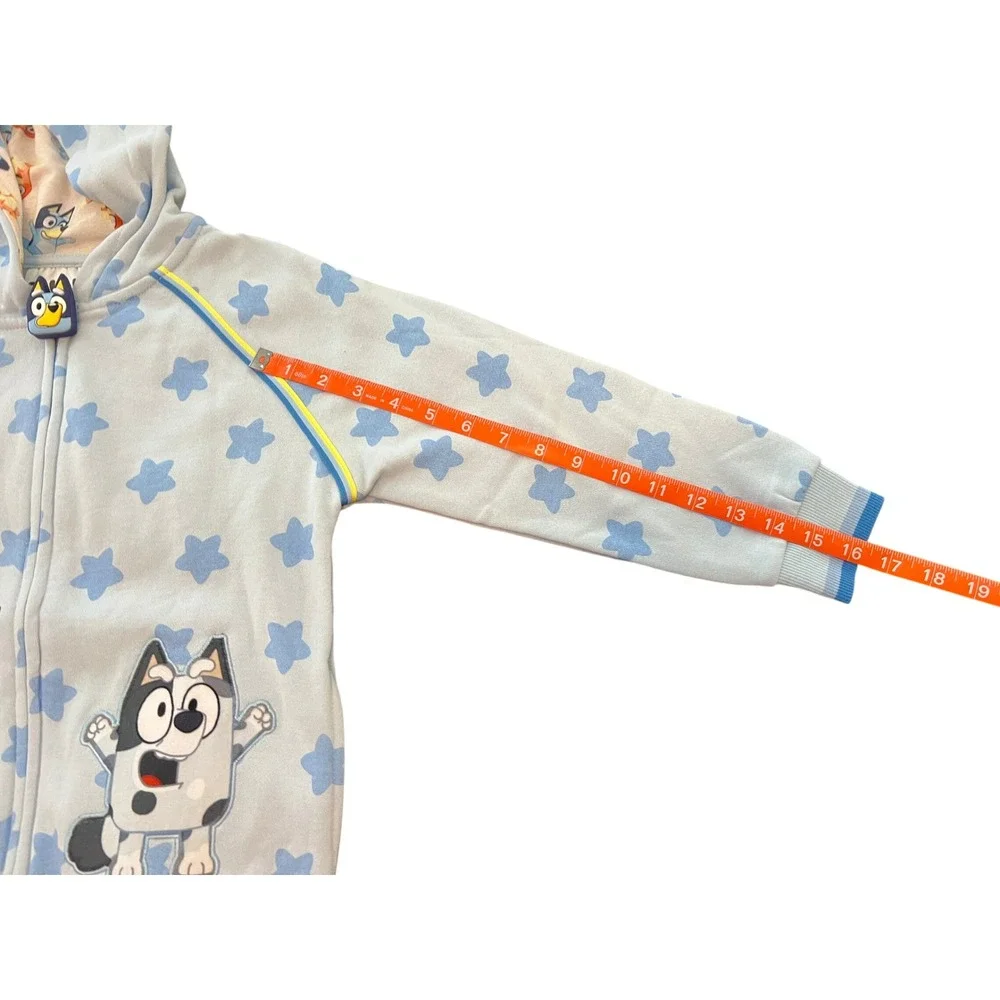 Bluey Boys Zip‎ Up Hoodie Nantucket Breeze Blue Star Print Character Size 7